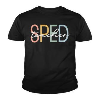Special Education Teacher Sped Boho Rainbow Retro Youth T-shirt - Seseable