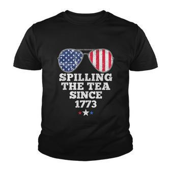 Spilling The Tea Since 1773 Funny 4Th Of July American Flag Youth T-shirt - Monsterry UK