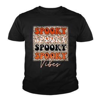 Spooky Vibes Halloween Spooky Leopard Pattern Autumn Youth T-shirt - Thegiftio UK