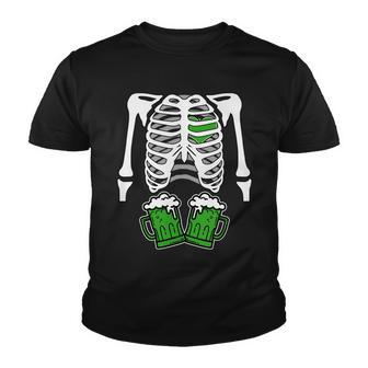 St Patricks Day Beer Rib Cage Skeleton Graphic Design Printed Casual Daily Basic Youth T-shirt - Thegiftio