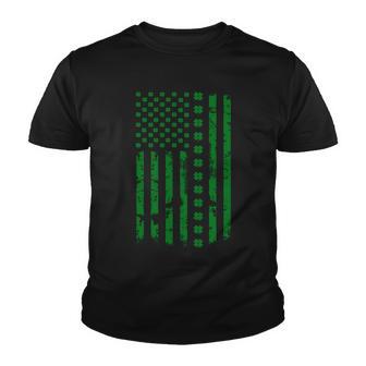 St Patricks Day Distressed American Flag Shamrock Youth T-shirt - Monsterry AU