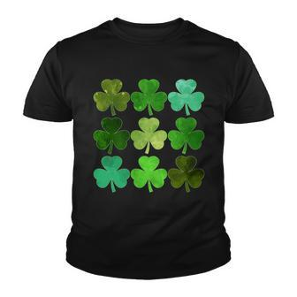 St Patricks Day Lucky Watercolor Shamrocks Tshirt Youth T-shirt - Monsterry