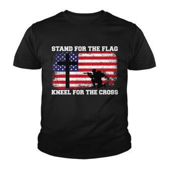 Stand For The Flag Kneel For The Cross Usa Army Tshirt Youth T-shirt - Monsterry DE