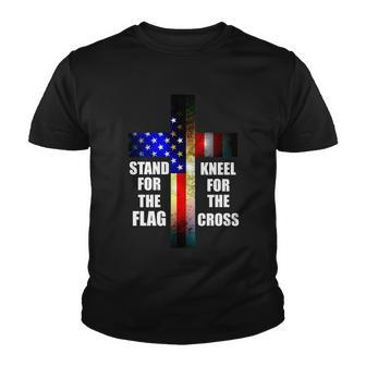 Stand For The Flag Kneel For The Cross Usa Flag Tshirt Youth T-shirt - Monsterry AU