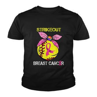 Strike Out Breast Cancer Awareness Softball Fighters Youth T-shirt - Monsterry