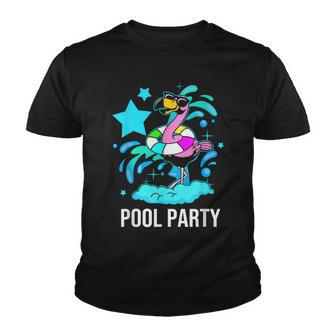 Summer Birthday Flamingo Pool Party Youth T-shirt - Seseable