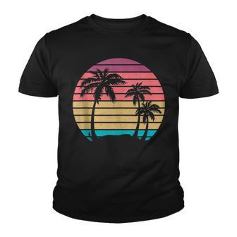 Summer Retro Vintage Tropical Sunset Palm Trees Silhouette Youth T-shirt - Thegiftio UK