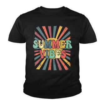 Summer Vibes Vintage Retro Sunshine Tropical Summer Vacation Youth T-shirt - Thegiftio UK