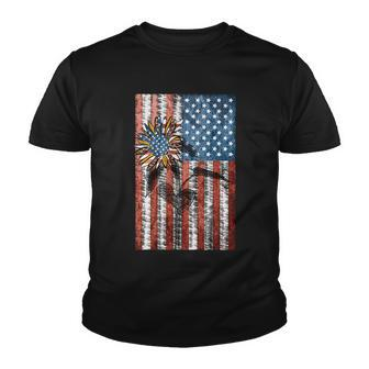 Sunflower American Flag Cute Funny 4Th Of July Independence Day Plus Size Graphi Youth T-shirt - Monsterry CA