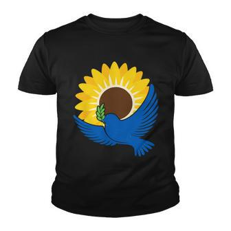 Sunflower Peace Dove Stand With Ukraine End The War Tshirt Youth T-shirt - Monsterry