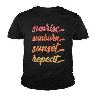 Sunrise Sunburn Sunset Repeat Tropical Summer Vacation Youth T-shirt - Thegiftio UK