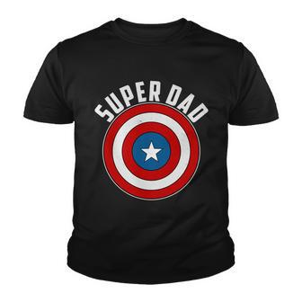 Super Dad Superhero Shield Fathers Day Youth T-shirt - Monsterry UK