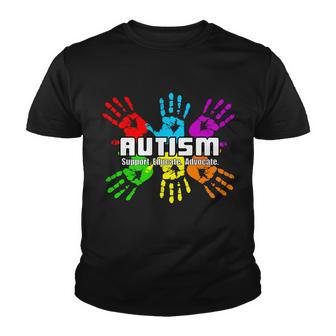 Support Educate Advocate Autism Handprint Tshirt Youth T-shirt - Monsterry CA