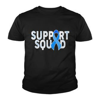 Support Squad Colon Cancer Awareness Blue Ribbon Youth T-shirt - Monsterry