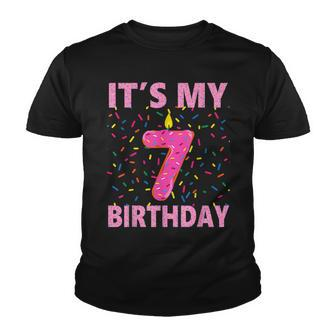 Sweet Donut Its My 7Th Birthday 7 Yrs Old Gifts Youth T-shirt - Seseable