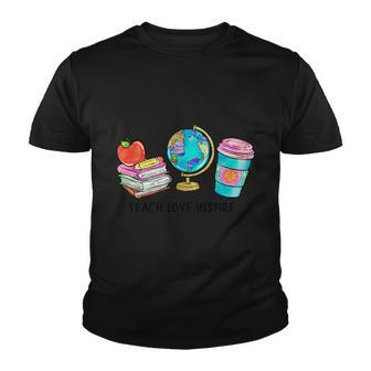 Teach Love Inspire Globe Graphic Plus Size Shirt For Teacher Male Female Youth T-shirt - Monsterry DE