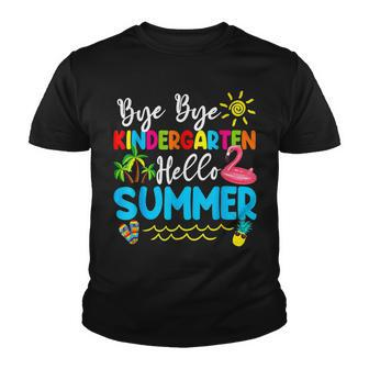 Teacher Student Kids Bye Bye Kindergarten Hello Summer Youth T-shirt - Seseable