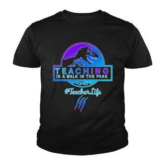 Teaching Is A Walk In Park Jurassic Teacher Youth T-shirt - Monsterry