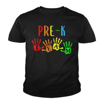 Team Handprints Back To School Pre-K Teacher Funny Youth T-shirt - Thegiftio UK