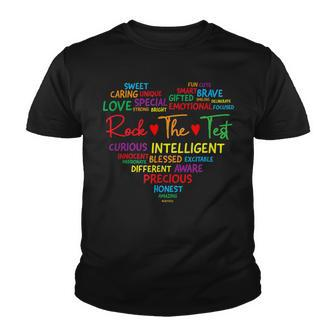 Test Day Rock The Test Teacher Testing Day Heart Teacher Youth T-shirt - Seseable
