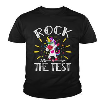 Test Day Rock The Test Teacher Testing Day Unicorn Teacher Youth T-shirt - Seseable