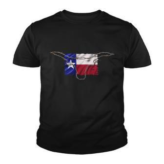 Texas Flag Barbwire Tough Tshirt Youth T-shirt - Monsterry