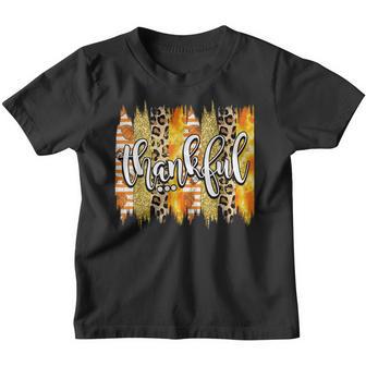 Thankful Funny Leopard Fall Vibes Happy Thanksgiving Youth T-shirt - Thegiftio UK