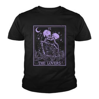 The Lovers Skeleton Tarot Card Vi Vintage Halloween Youth T-shirt - Monsterry AU