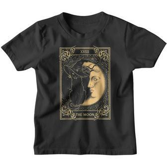 The Moon Tarot Xvii Inspired Black Cat Witch Hat Halloween Youth T-shirt - Thegiftio UK