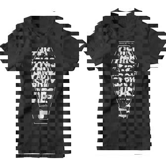 Thick Thighs And Spooky Vibes Dripping Text Happy Halloween Youth T-shirt - Thegiftio UK
