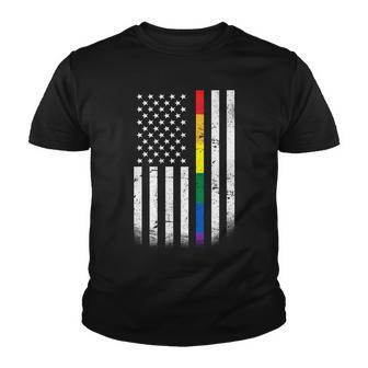 Thin Rainbow Line Lgbt Gay Pride Flag Tshirt Youth T-shirt - Monsterry