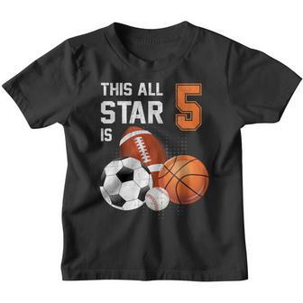 This All Star Is 5 Years Old Gifts Kid 5Th Birthday Sport Youth T-shirt - Thegiftio