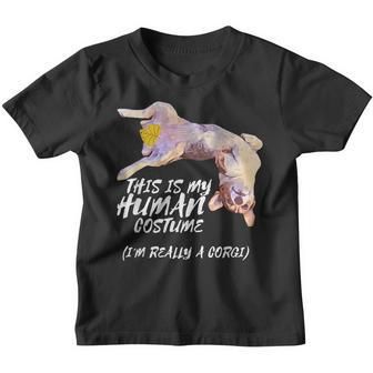 This Is My Human Costume Im Really A Corgi Halloween Funny Youth T-shirt - Thegiftio UK