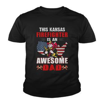 This Kansas Firefighter Is An Awesome Dad Youth T-shirt - Monsterry