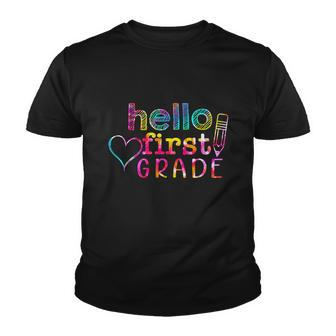 Tie Dye Hello 1St First Grade Teacher Funny Back To School Youth T-shirt - Monsterry DE