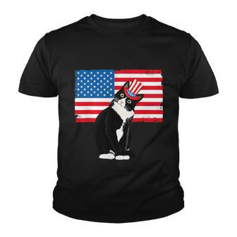Tuxedo Cat 4Th Of July Hat Patriotic Gift Adults Kids V2 Youth T-shirt - Monsterry