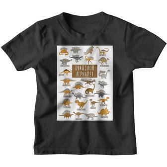 Types Of Dinosaurs Alphabet A-Z Abc Dino Identification Youth T-shirt - Thegiftio UK