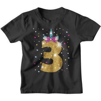 Unicorn 3Rd Birthday Girl Three 3 Years Old Youth T-shirt - Thegiftio UK
