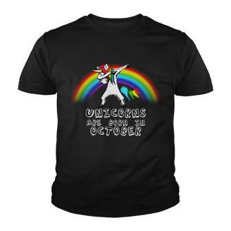 Unicorns Are Born In October Birthday Graphic Design Printed Casual Daily Basic Youth T-shirt - Thegiftio UK