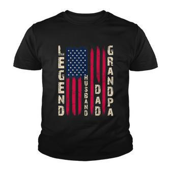 Usa Flag Fathers Day Dad The Legend Husband Dad Grandpa Youth T-shirt - Monsterry