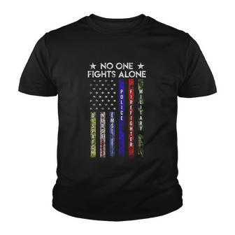 Usa Flag Thin Line Military Police Nurse Nomeaningful Giftone Fight Alone Gift Youth T-shirt - Monsterry AU