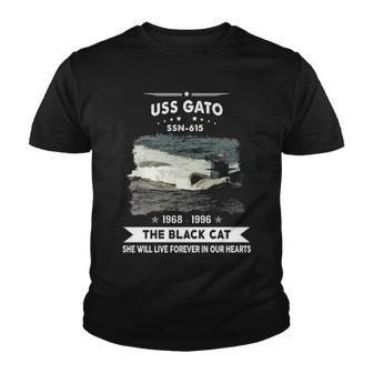 Uss Gato Ssn 615 - The Black Cat Youth T-shirt - Monsterry