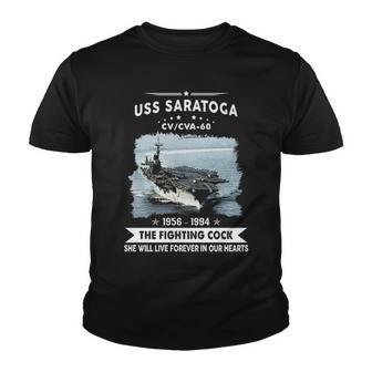 Uss Saratoga Cva 60 The Fighting Cock Youth T-shirt - Monsterry