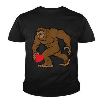 Valentines Day Bigfoot Heart Sasquatch Tshirt Youth T-shirt - Monsterry DE