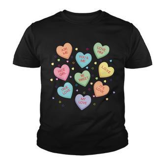 Valentines Day Candy Hearts Youth T-shirt - Monsterry