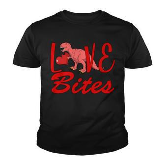 Valentines Day Love Bites Dinosaur Youth T-shirt - Monsterry