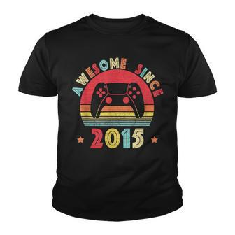 Vintage 7Th Birthday Awesome Since 2015 Retro Gamer Lover Youth T-shirt - Seseable