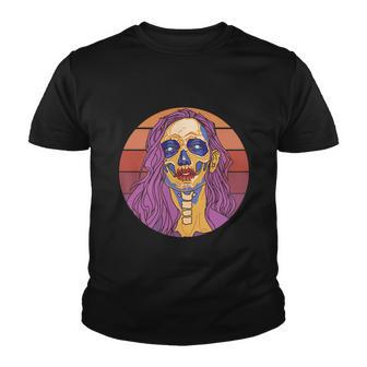 Vintage Day Of The Dead Dia De Los Muertos Cartoon Girl Tshirt Youth T-shirt - Monsterry AU
