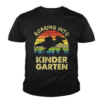 Vintage Dinosaur Roaring Into Kindergarten Back To School Youth T-shirt - Thegiftio UK