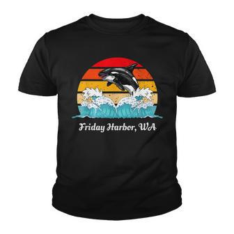 Vintage Friday-Harbor Wa Distressed Orca Killer Whale Art Youth T-shirt - Thegiftio UK